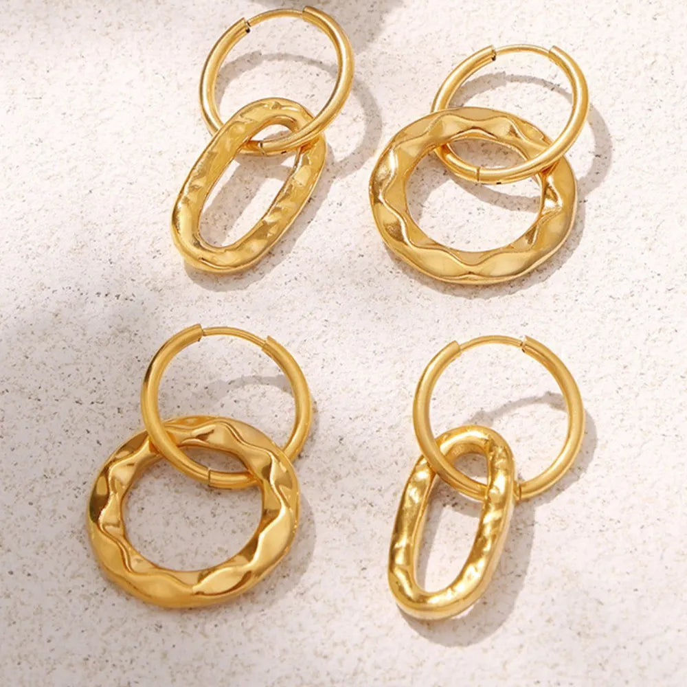 18K Gold-Plated Titanium Steel Annulus Earrings | Earrings Daverri Fashions