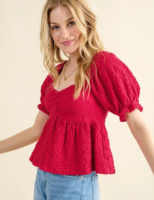 And The Why Lovely Textured and Smocked Top | Tops Daverri Fashions