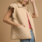 Umgee beige quilted corduroy vest with ruffled sleeves and buttons