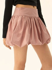 Ruched Bubble Hem Mini Skirt | Skirts Daverri Fashions