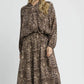 Umgee Drawstring Leopard Midi Skirt