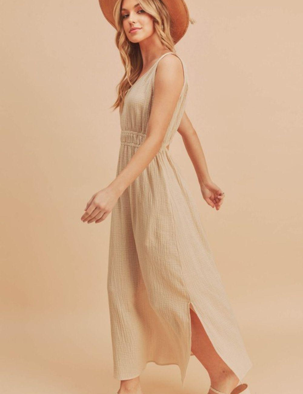 Aemi + Co Side Slit Round Neck Sleeveless Tank Dress | Tank Dresses Daverri Fashions