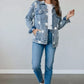 Star Distressed Denim Shacket - DAVERRI FASHIONS