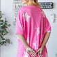 HOPELY Hot Pink Star Pattern Oversized Waffle T-Shirt T-Shirts
