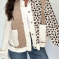 Leopard Waffle Quilted Patchwork Button Front Jacket - DAVERRI FASHIONS