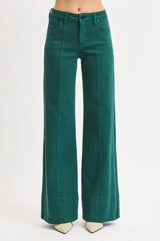 RISEN Full Size Tummy Control Mid Rise Wide Leg Jeans Plus Size Jeans