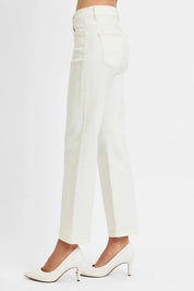 RISEN Full Size Tummy Control Mid Rise Ankle Straight Jeans Plus Size | Daverri Fashions