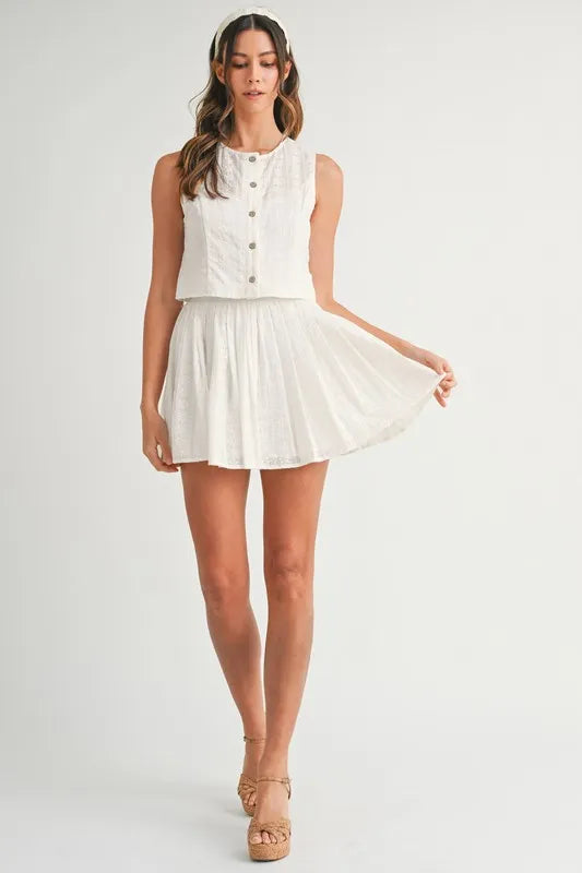 MABLE Eyelet Lace Top and Mini Skirt Set Outfit Sets