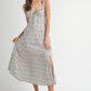 MABLE Floral Print Bustier Back Lace Up Midi Dress