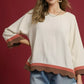 Umgee Scalloped Hem Color Block Top - DAVERRI FASHIONS