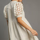Umgee Full Size Ruffled Hem Heart Lace Sleeve Tie Neck Dress Mini Dresses