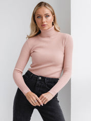 Pink Free Size Women's Knit Turtleneck Pullover | Sweaters Daverri Fashions