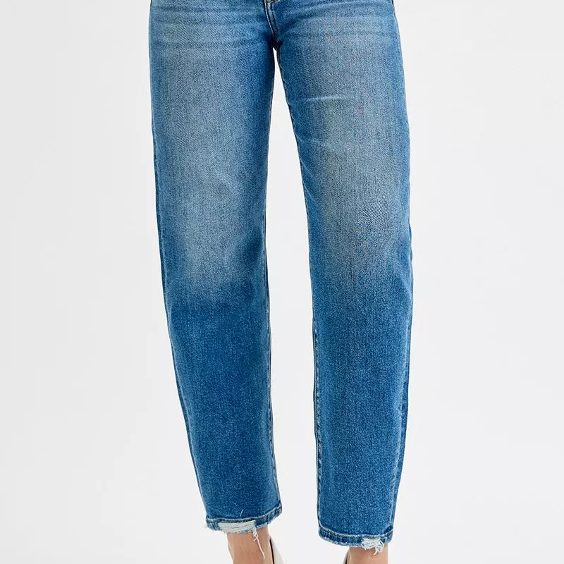 MEDIUM RISEN Tummy Control High Rise Ankle Slim Barrel Jeans | Jeans Daverri Fashions