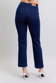 Judy Blue Full Size Hw Work Wear Knee Patch Straight Jeans Plus Size | Jeans Daverri Fashions