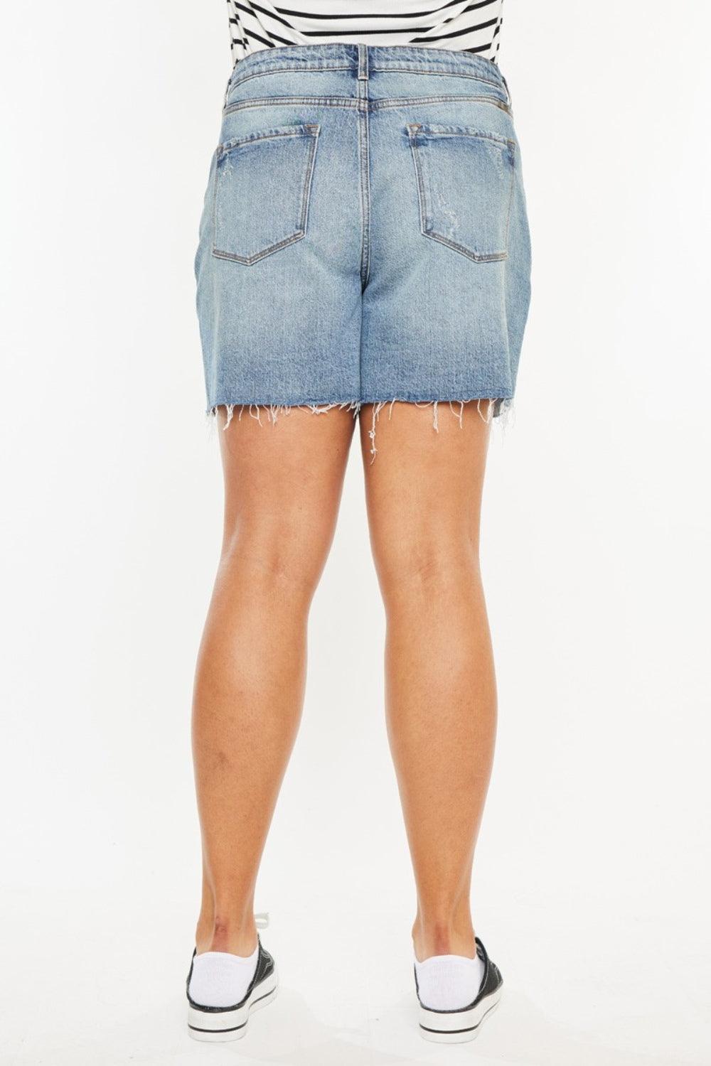 Kancan Full Size Raw Hem High Waist Denim Shorts Denim Shorts