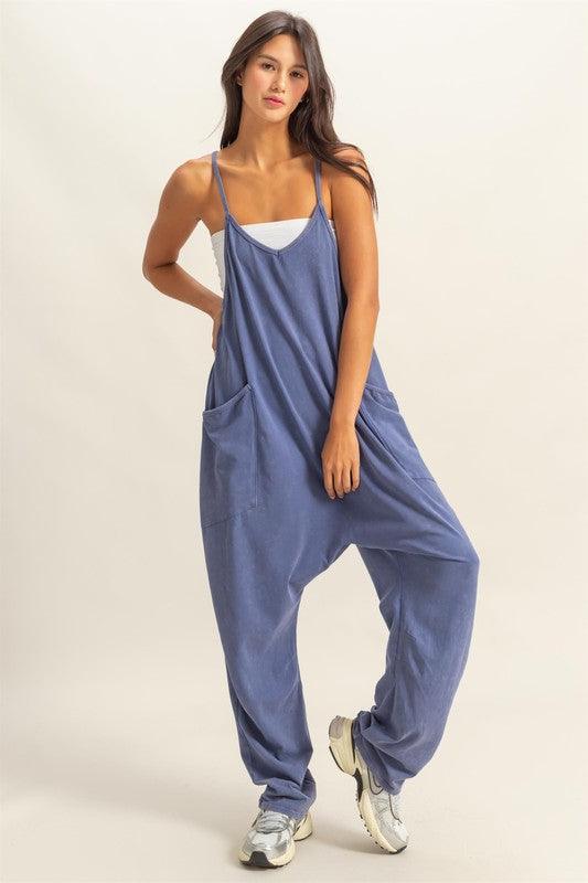 HYFVE Relaxed Fit Mineral Washed Overalls with Pockets Overalls