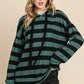 BOMBOM Drawstring Striped Dropped Shoulder Hoodie - DAVERRI FASHIONS