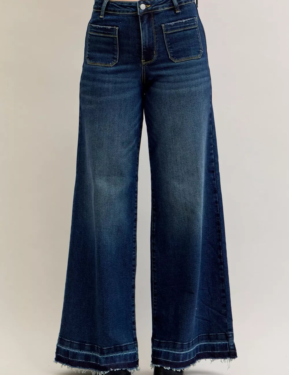 DK Judy Blue High Waist Palazzo Jeans with Front Patch Pockets | Jeans Daverri Fashions