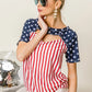 BiBi American Flag Theme Front Cut Out Top RED STRIPE Tops