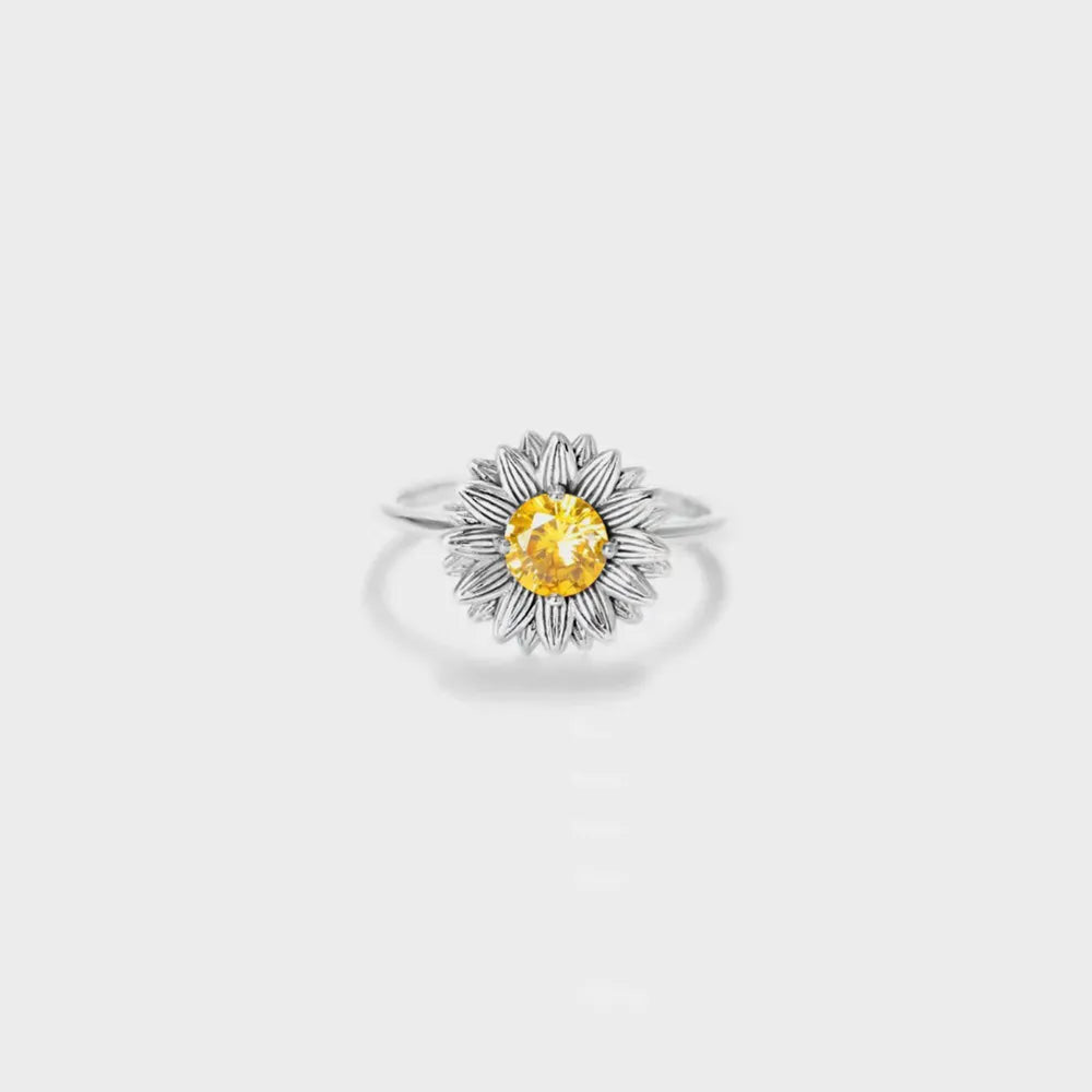 Silver Sunflower Zircon 925 Sterling Silver Ring | Rings Daverri Fashions