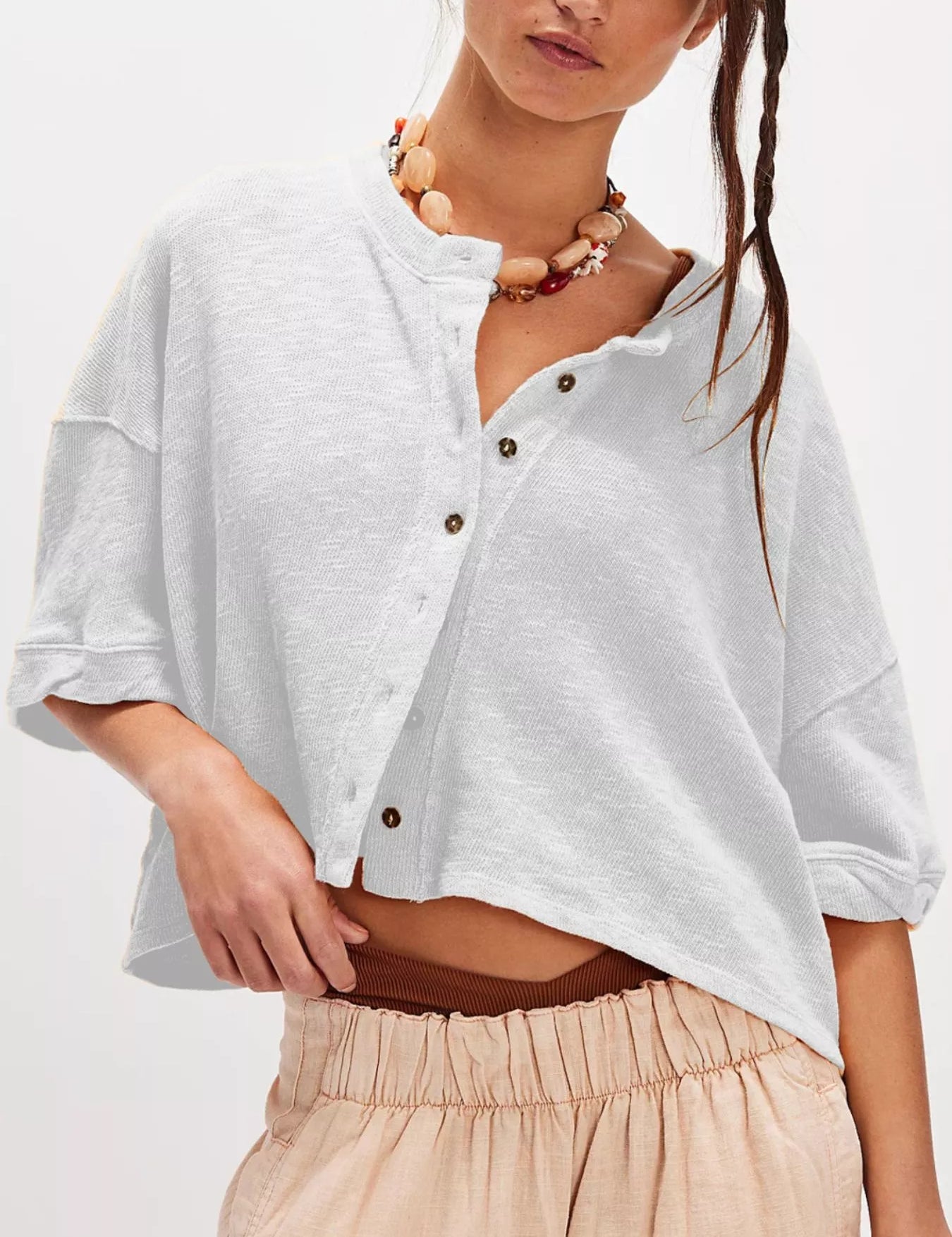 Grey Button-Front Half Sleeve Cardigan | Cardigans Daverri Fashions