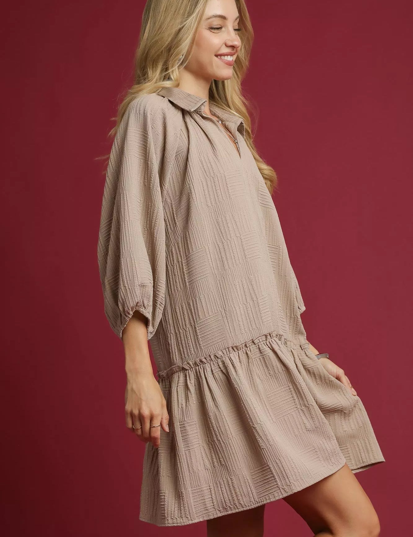 Umgee V-Neck Tiered Mini Dress | Daverri Fashions