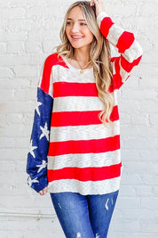 And The Why American Flag Long Sleeve Sweater | Sweaters Daverri Fashions