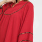 Umgee Textured Babydoll Dress with Leopard Trim