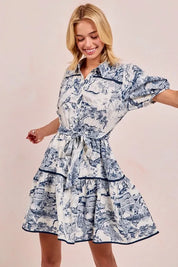 BiBi Woven Printed Tiered Dress | Mini Dresses Daverri Fashions