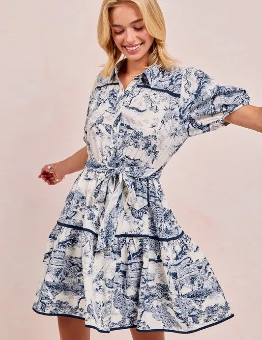 BiBi Woven Printed Tiered Dress | Mini Dresses Daverri Fashions