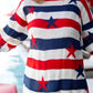 Daverri Stars and Stripes long sleeve sweater in red, white, navy stripes