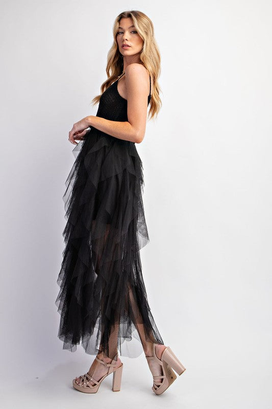 Lovely Tulle Midi Crochet Dress Midi Dresses