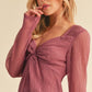 Aemi + Co Twisted Sweetheart Neck Long Sleeve Blouse Blouses