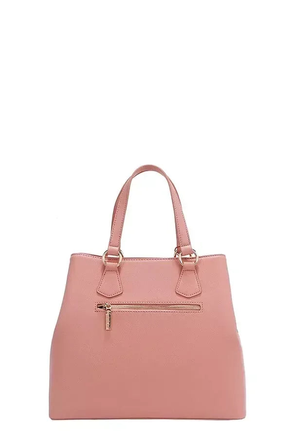 Monogram Pattern Handbag with Rhinestones Decor - DAVERRI FASHIONS