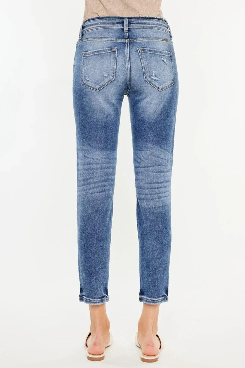 Kancan High Rise Distressed Mom Jeans - DAVERRI FASHIONS