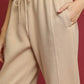 Umgee Fleece Jogger Pants with Drawstring Sand - DAVERRI FASHIONS