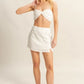 HYFVE Off White Ruched Bra Top and Mini Skirt Set OFF WHITE Skirt Sets