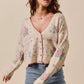 SO ME Floral Pattern Long Sleeve Button Sweater Cardigan - DAVERRI FASHIONS