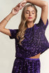 J.NNA purple sequin crop top and skirt set, size M