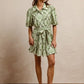 BiBi Tied Floral Short Sleeve Mini Shirt Dress - DAVERRI FASHIONS