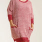 Umgee Full Size Ribbed Hem Round Neck 3/4 Sleeve Sweater Dress with Pockets Plus Size - DAVERRI FASHIONS