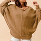 SO ME Loose Fit Exposed Seam Slouchy Boucle Sweater Taupe - DAVERRI FASHIONS