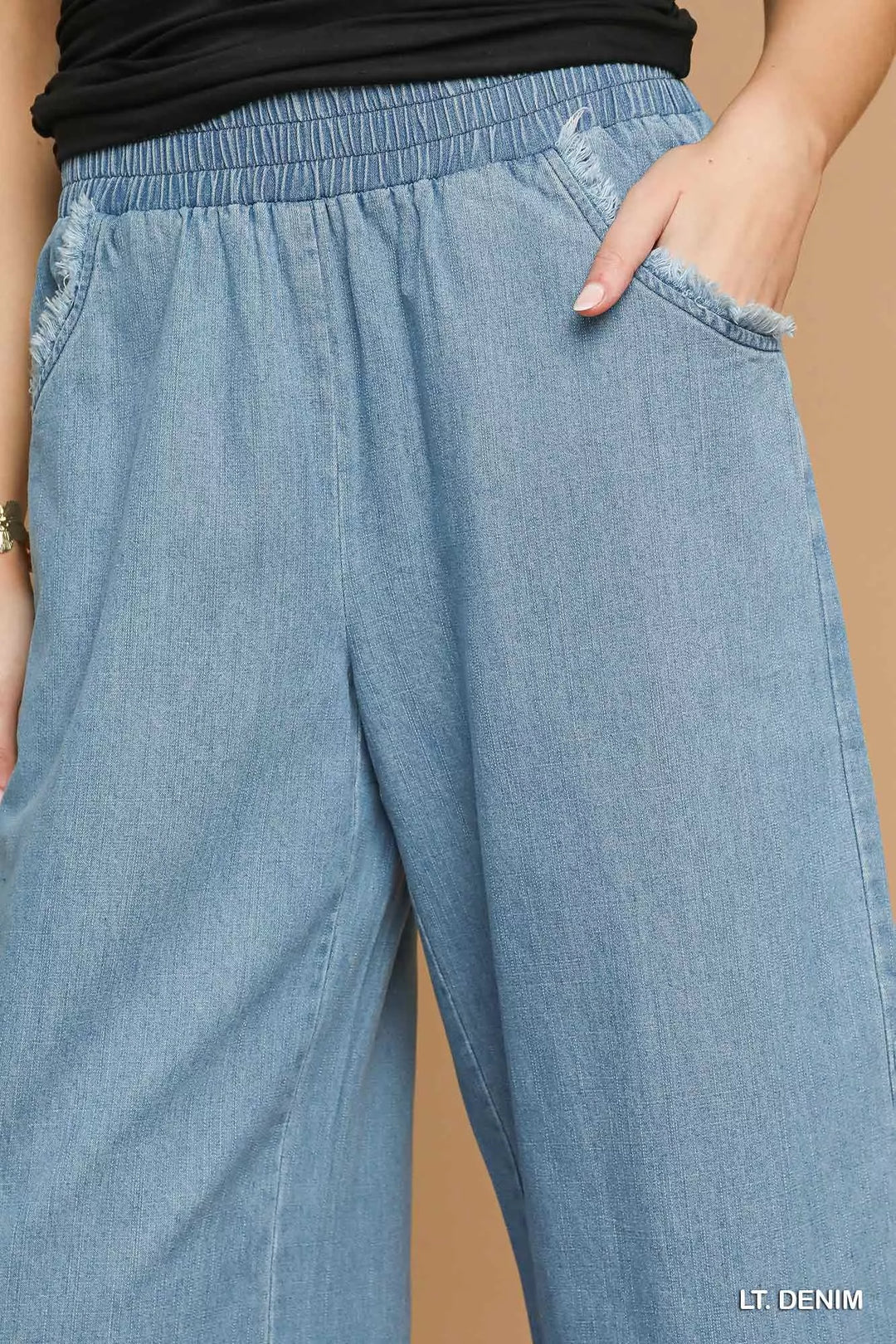 Umgee Washed Fringe Hem Wide Leg Jeans | Daverri Fashions