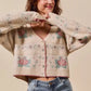 SO ME Floral Pattern Long Sleeve Button Sweater Cardigan - DAVERRI FASHIONS