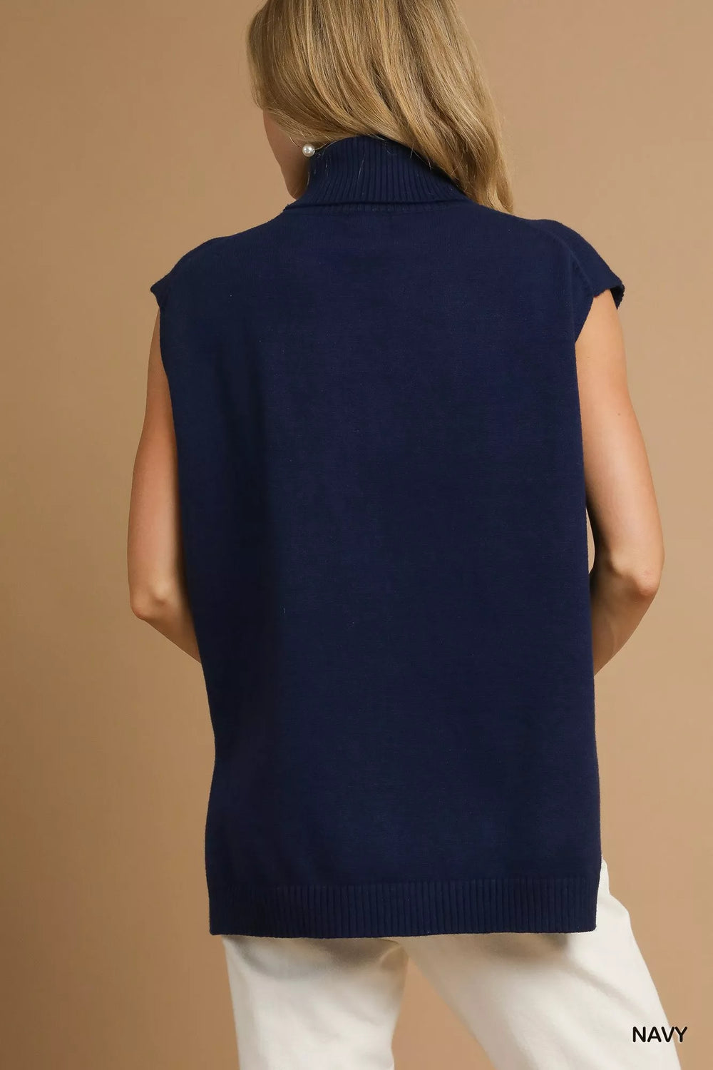 Umgee High-Low Turtleneck Sleeveless Sweater Top | Daverri Fashions