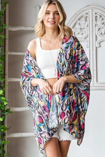 Heimish Full Size Multi Color Snake Open Cardigan Plus Size Cardigans
