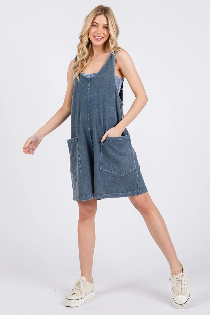 Mittoshop Low Scoop Neck Tank Washed French Terry Romper Rompers
