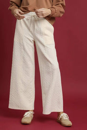 ECRU Umgee Cable Knit Textured Wide Leg Pants | Loungewear Pants Daverri Fashions