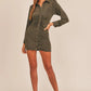 MABLE Front Ruched Button-Down Skinny Mini Shirt Dress - DAVERRI FASHIONS