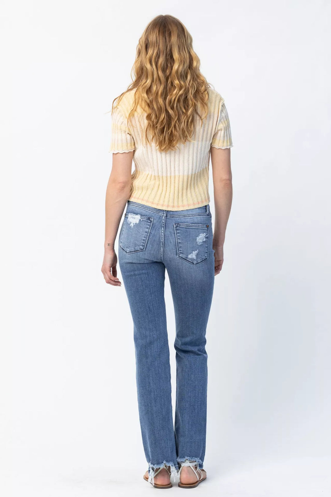 Judy Blue Full Size Mid Rise Destroy Straight Jeans Plus Size | Jeans Daverri Fashions